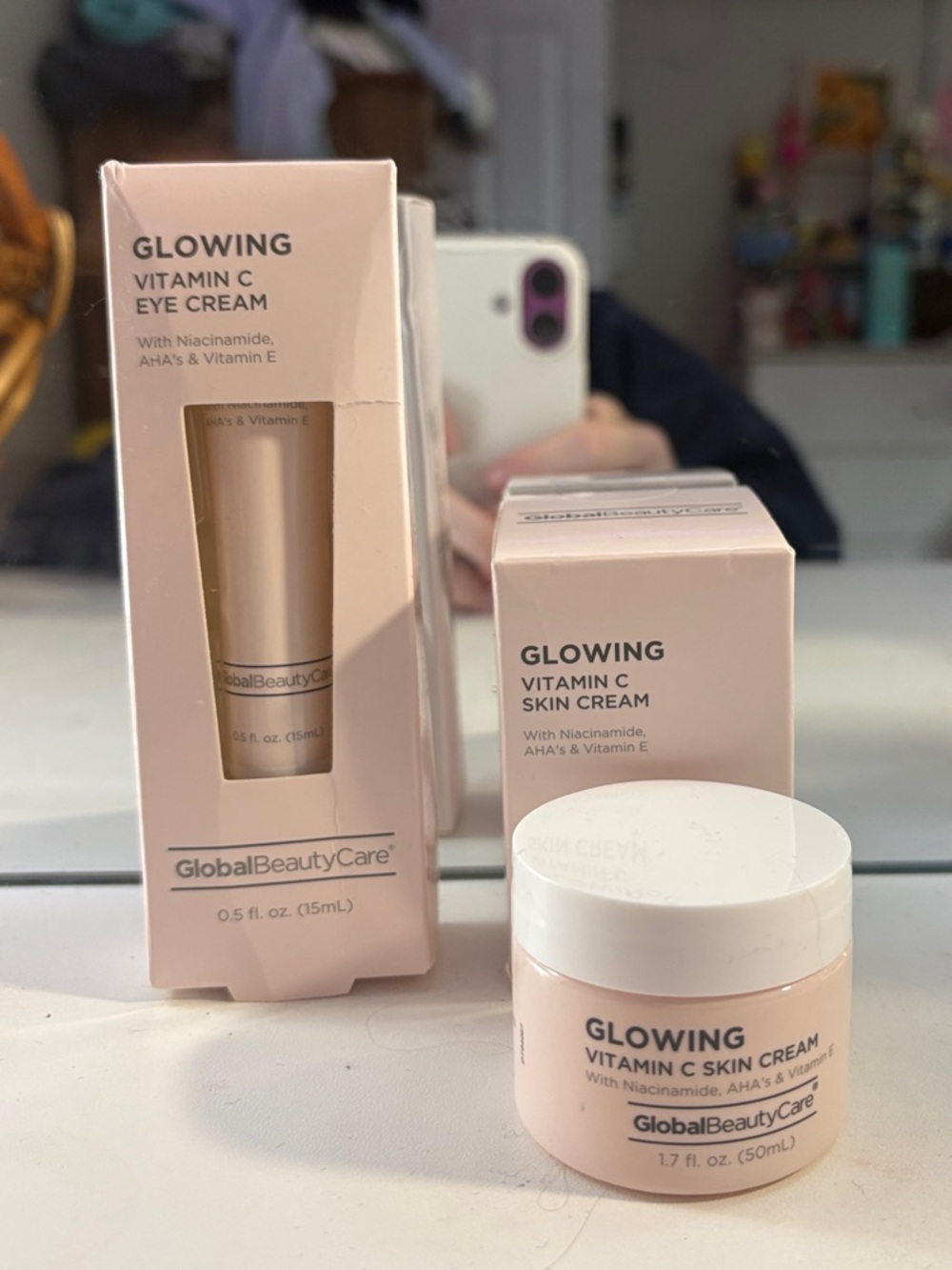 Glowing Vitamin C Eye Cream & Skin Cream Duo — Soft Pink